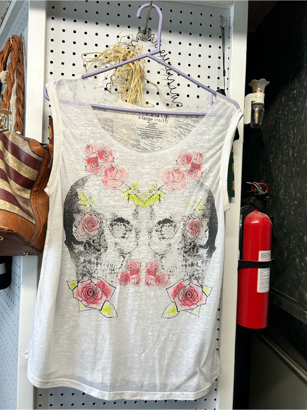 Wound Up Skull Rose sheer Tank Top X-Large